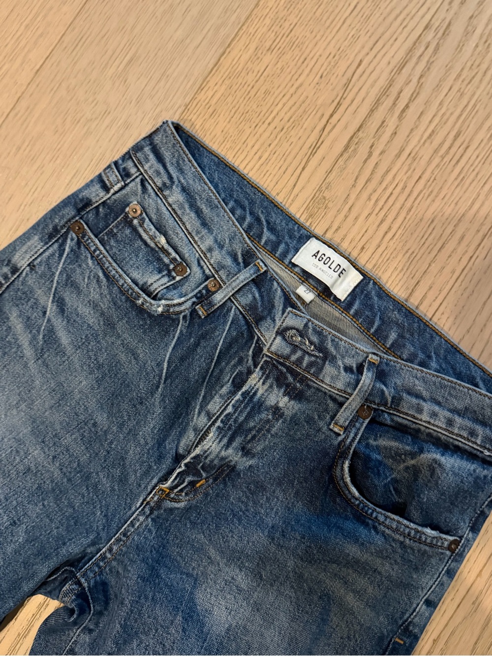 Agolde Men's Distressed Indigo Relaxed Jeans
